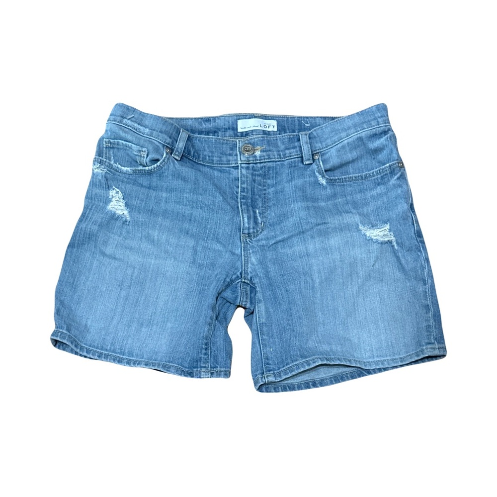 LOFT Light Blue Distressed Jean Shorts